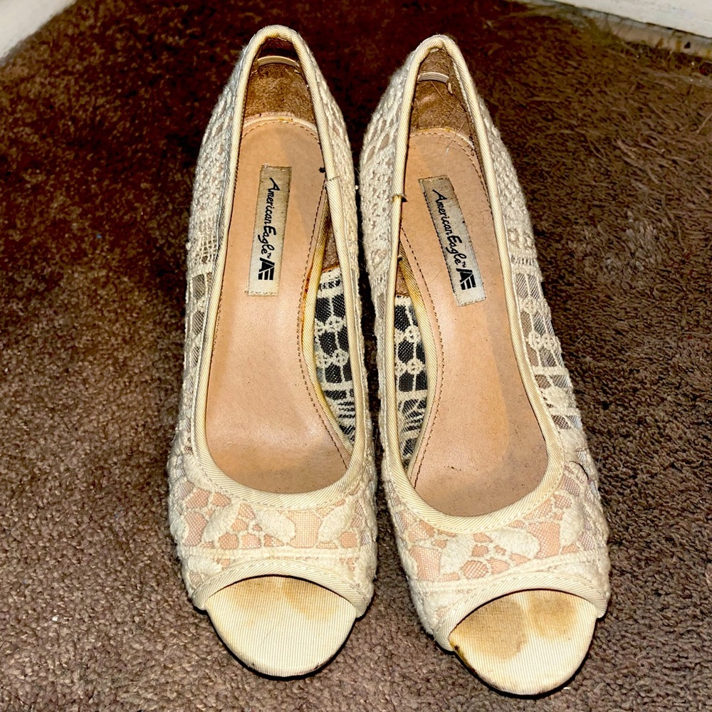 💙 American Eagle Women's Open Toe Wedges size 6.5